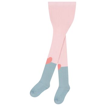 Girls Pink & Blue Heart Tights