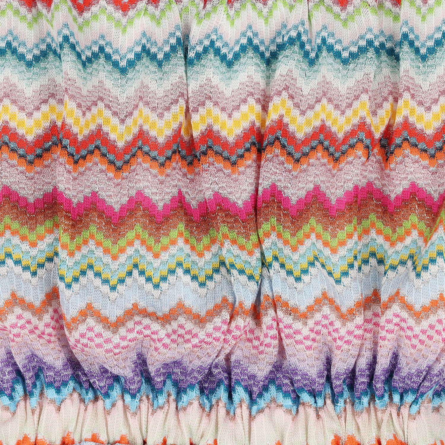 Girls Multi-Coloured Zig Zag Crochet Dress, 1, hi-res