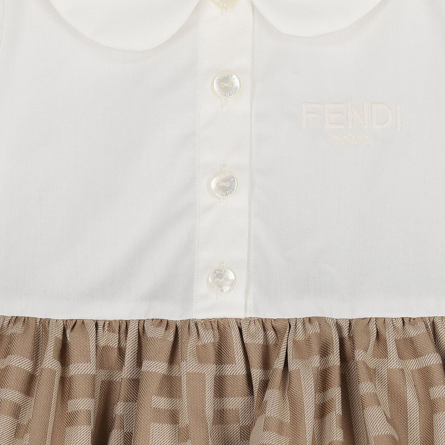فستان بناتي أبيض وبيج بشعار FF, 1, hi-res