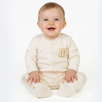 Ivory & Gold Logo Babygrow