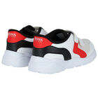 Younger Boys White Velcro Trainers, 1, hi-res