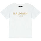 تيشيرت بالشعار باللون الأبيض والذهبي , 1, hi-res