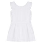 Girls White Cotton Bow Dress, 1, hi-res
