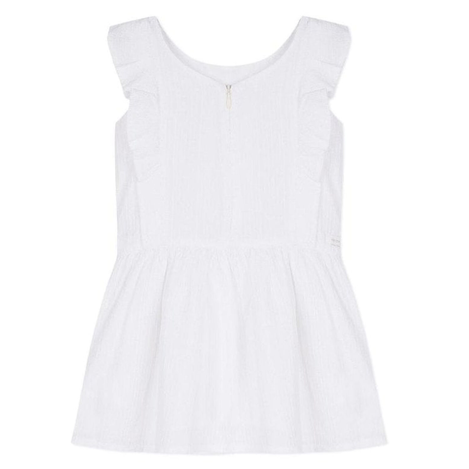 Girls White Cotton Bow Dress, 1, hi-res image number null