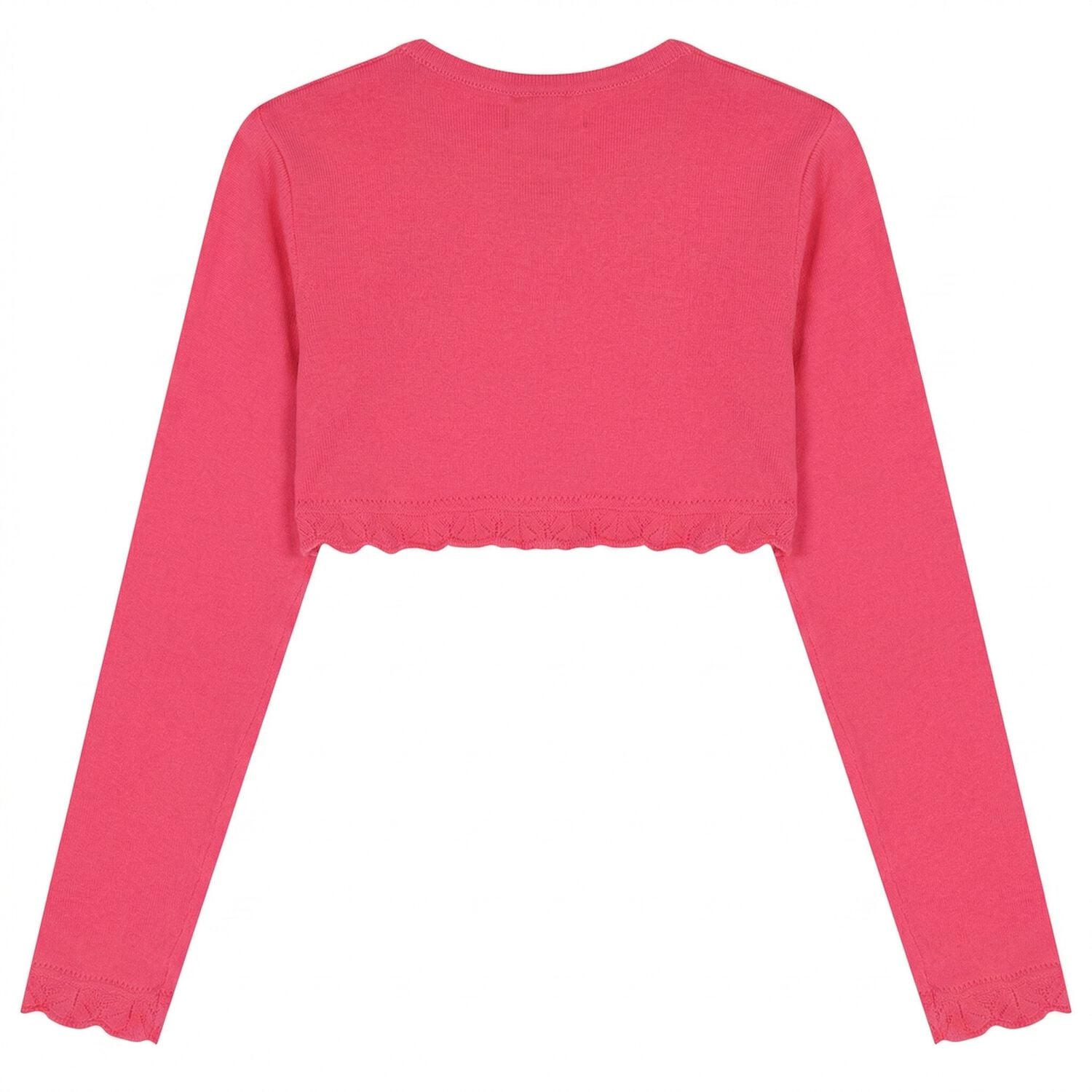 Girls Pink Bolero Knit Cardigan, 4, hi-res