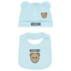 Blue Teddy Bear Logo Hat & Bib Gift Set, 4, hi-res