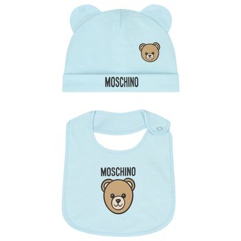 Blue Teddy Bear Logo Hat & Bib Gift Set