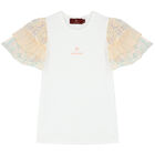 Girls White Sequins Logo T-Shirt, 1, hi-res