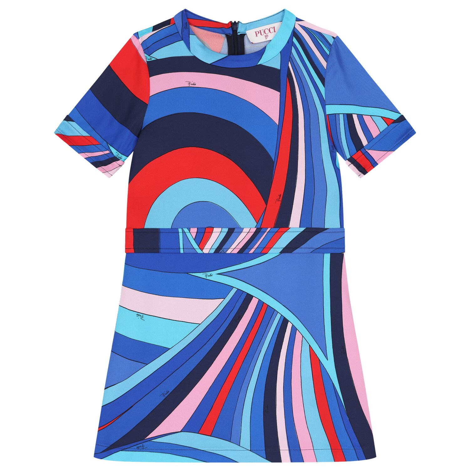 Girls Multi-Coloured Onde Dress, 1, hi-res