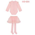 طقم بنات تنورة تول باللون  الوردي, 2, hi-res