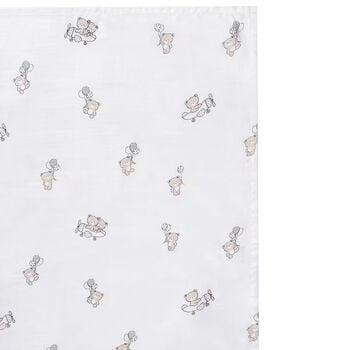White Teddy Bear Muslin Swaddles