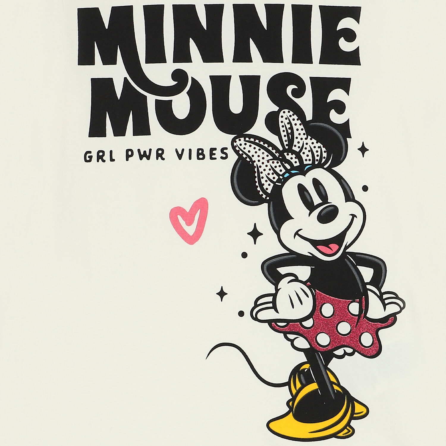  توب بنات بأكمام بطبعة ميني موس باللون العاجي , 1, hi-res