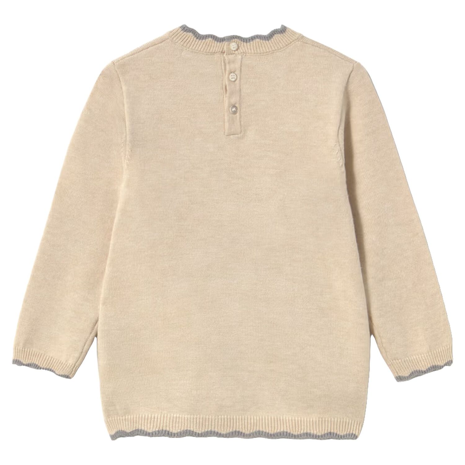 Younger Girls Beige Teddy Bear Knitted Dress, 1, hi-res