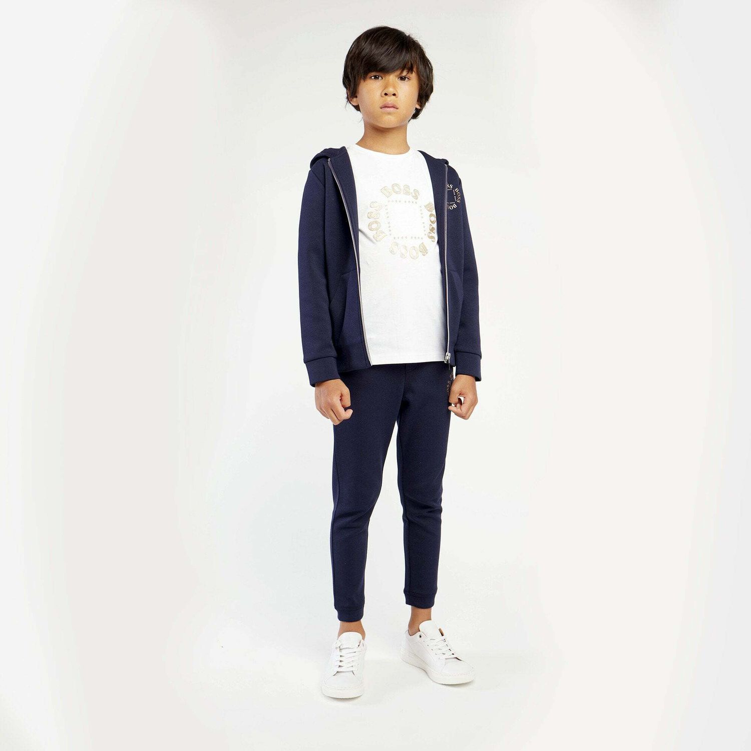 بنطلون رياضى بالشعار باللون الكحلى للاولاد, 1, hi-res