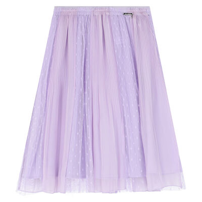Girls Purple Pleated Chiffon Skirt