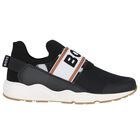 Boys Black Logo Trainers, 1, hi-res
