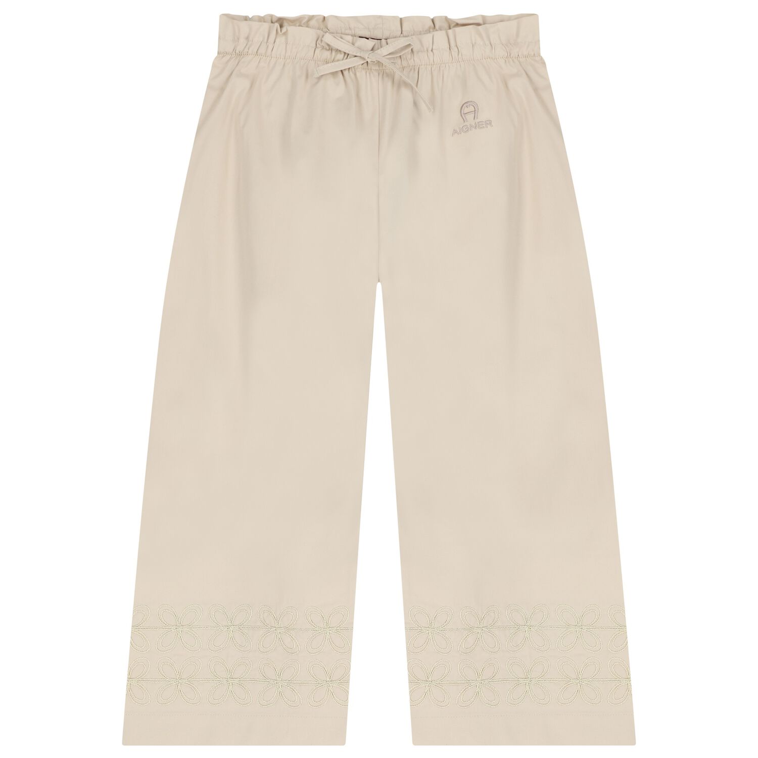 Girls Beige Logo Trousers, 1, hi-res