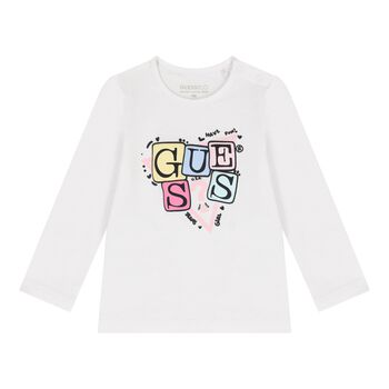 Baby Girls White Logo Long Sleeve Top