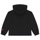 Girls Black Logo Hooded Top, 1, hi-res