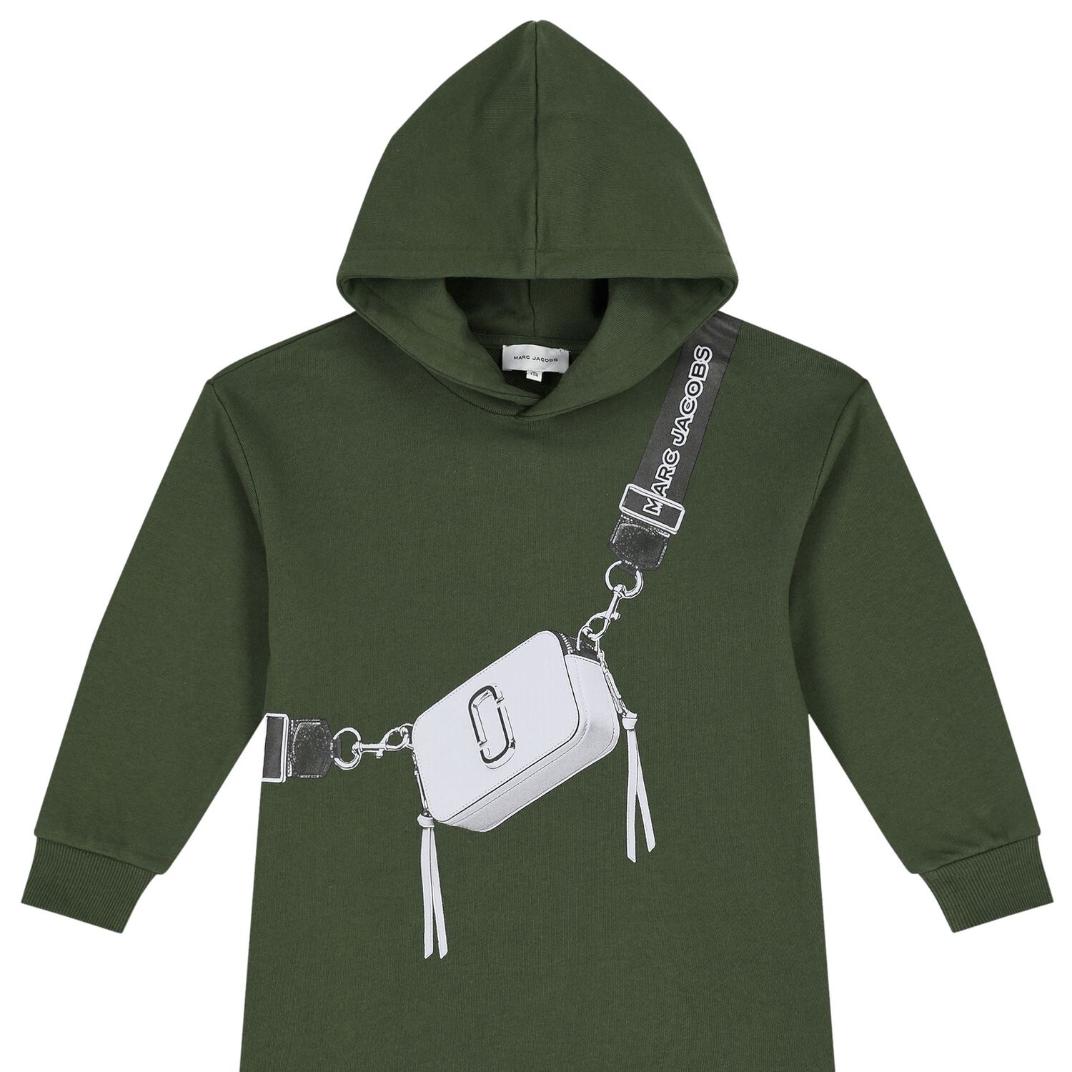 Girls Green Bag Hooded Dress, 1, hi-res
