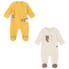 Baby Boys Ivory & Yellow Babygrows ( 2-Pack ), 1, hi-res