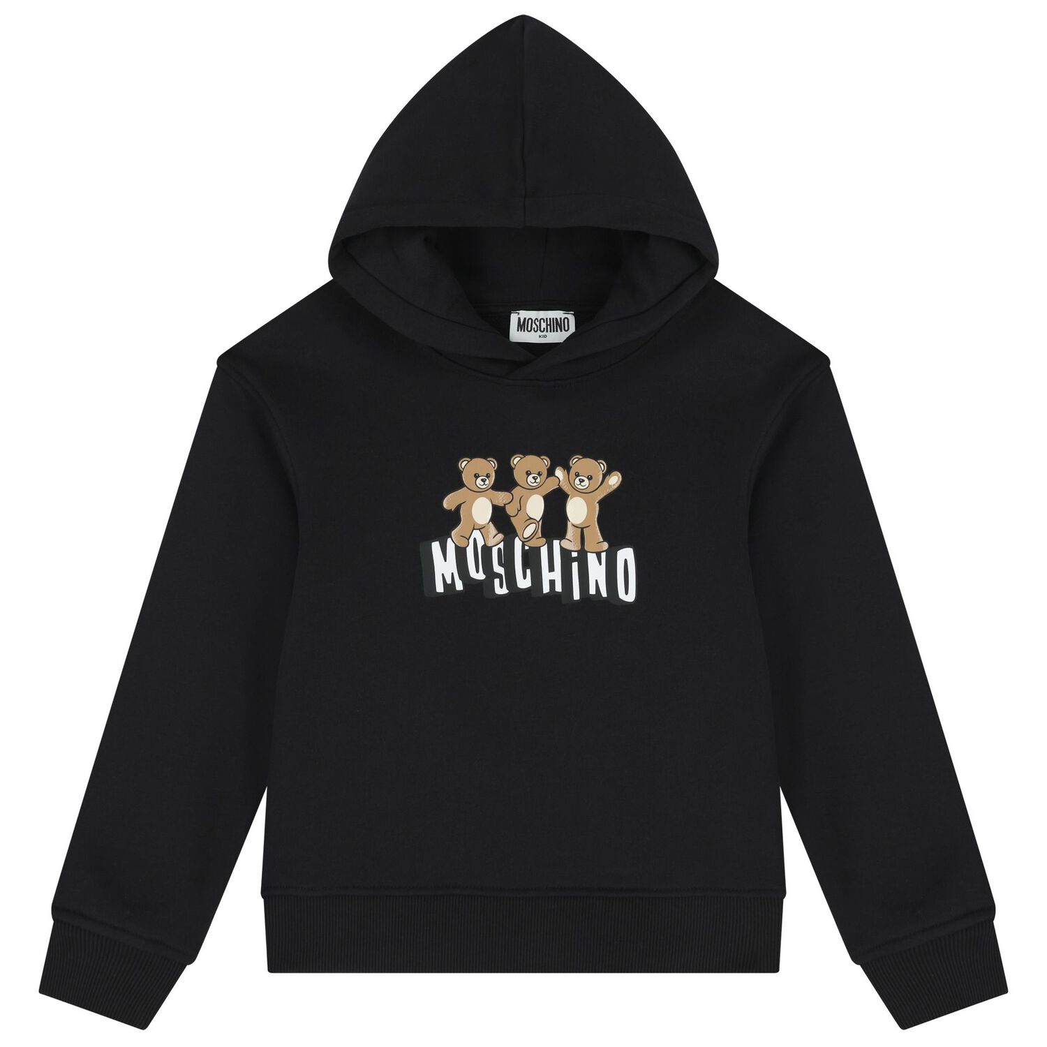 هودي بغطاء رأس بالشعار بتصميم الدب تيدي باللون الاسود, 2, hi-res