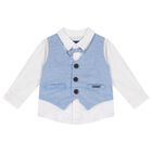 طقم شورت بشعار باللون أبيض وأزرق للأولاد , 1, hi-res