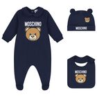 Navy Blue Teddy Bear Logo Babygrow Gift Set, 3, hi-res