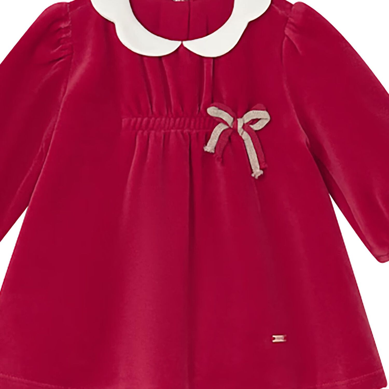 Baby Girls Red Bow Dress, 1, hi-res