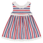 Baby Girls Red & Navy Striped Dress Set, 1, hi-res