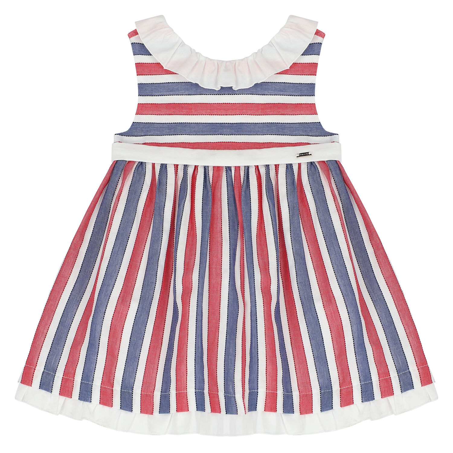Baby Girls Red & Navy Striped Dress Set, 1, hi-res image number null