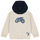 Boys Beige & Navy Blue Motorbike Tracksuit, 1, hi-res