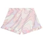 Girls Pink & White Iride Shorts, 1, hi-res