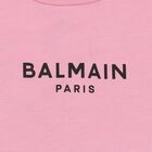 طقم فستان بالشعار باللون الوردي للبنات , 1, hi-res