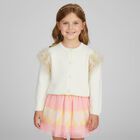 Girls Ivory Knitted Cardigan, 2, hi-res