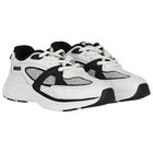 Boys White & Black Logo Leather Trainers, 1, hi-res