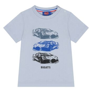 تي شيرت أولاد بالشعار باللون الأزرق