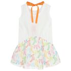 Girls White Bow Dress, 1, hi-res