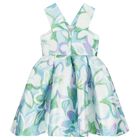 Girls White 3D Flower Dress, 1, hi-res