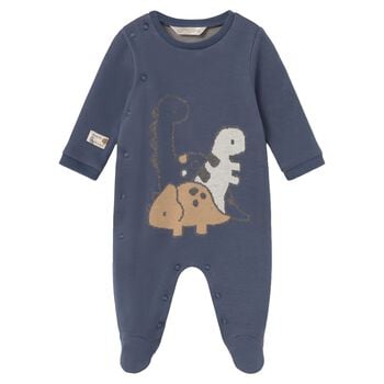 Baby Boys Navy Blue Dinosaur Babygrow