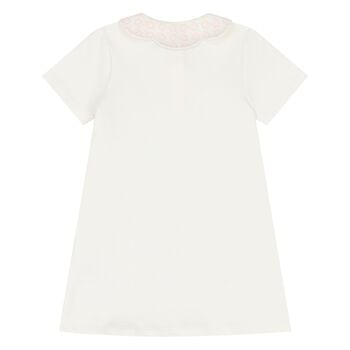 Younger Girls Ivory Logo Dress