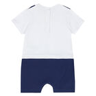 Baby  Boys White & Navy Vest Romper, 1, hi-res