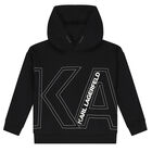 Boys Black Logo Hooded Top, 2, hi-res