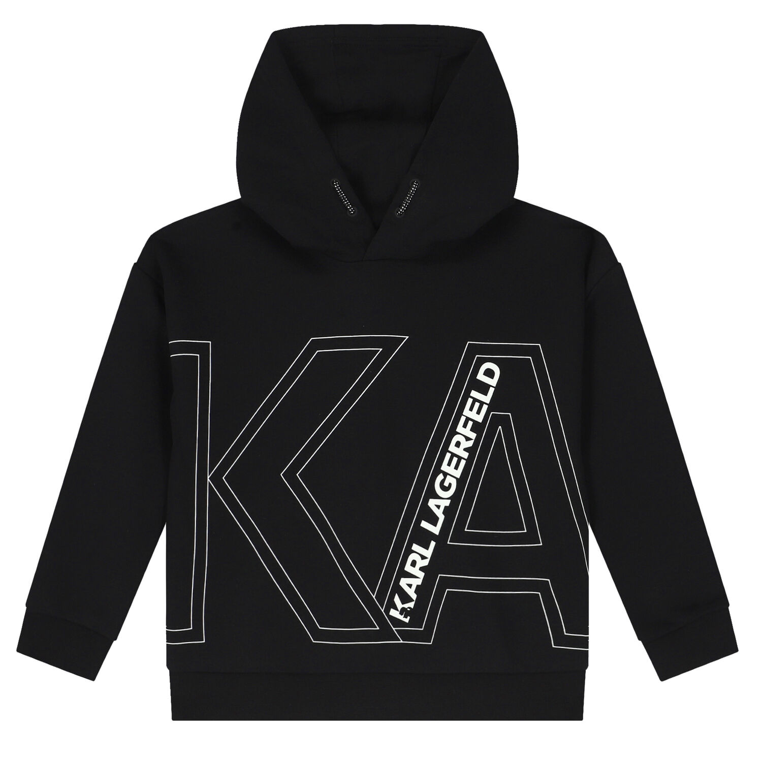 Boys Black Logo Hooded Top, 2, hi-res