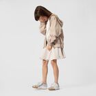 Girls Beige Embellished Hooded Zip Up Top, 1, hi-res