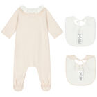 Baby Girls Pink Babygrow & Bib Gift Set, 1, hi-res