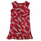 Older Girls Red & Gold Brocade Dress, 1, hi-res