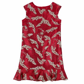 Older Girls Red & Gold Brocade Dress