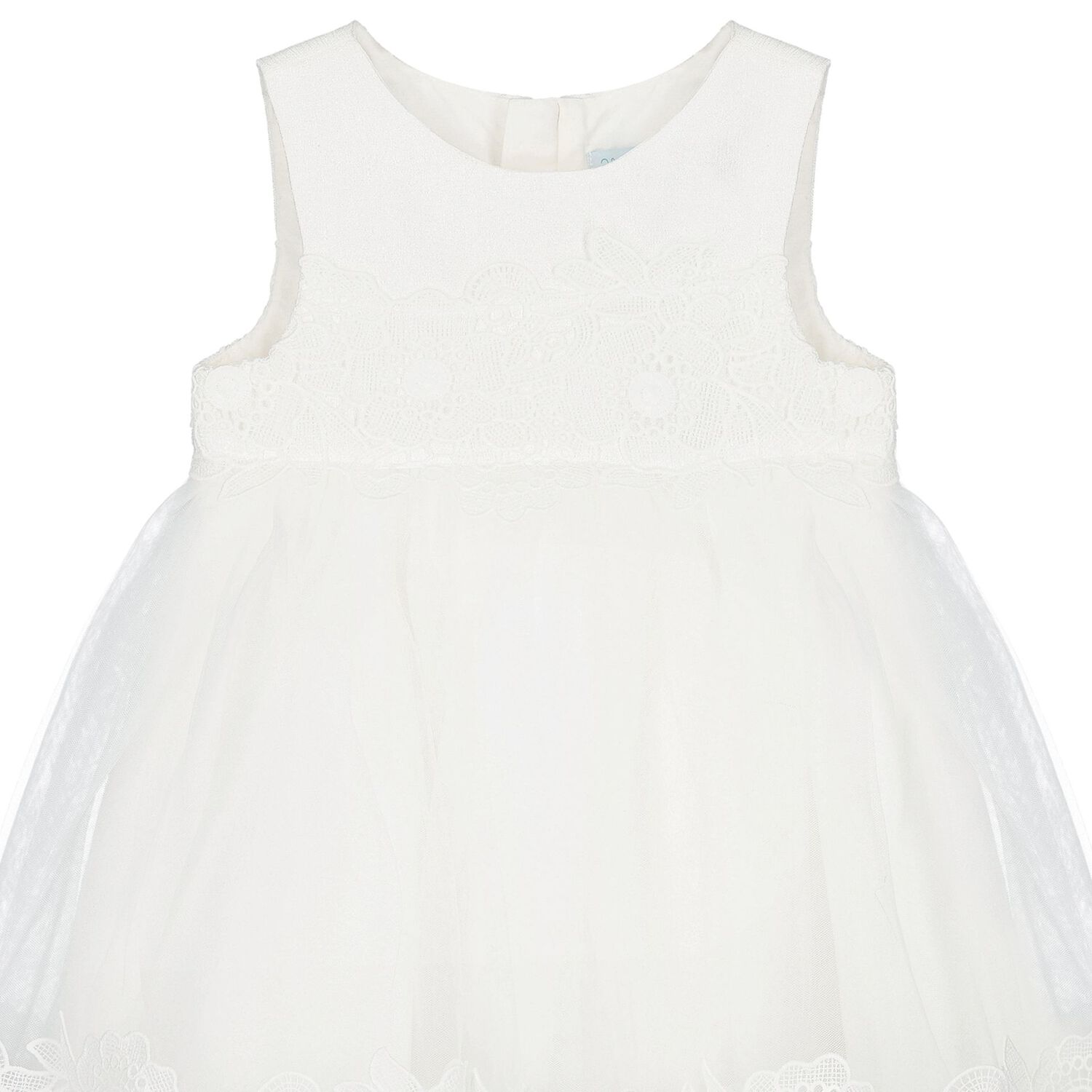 Younger Girls White Embroidered Tulle Dress, 1, hi-res image number null