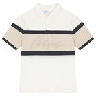 Boys Navy Blue Cotton Polo Shirt, 1, hi-res